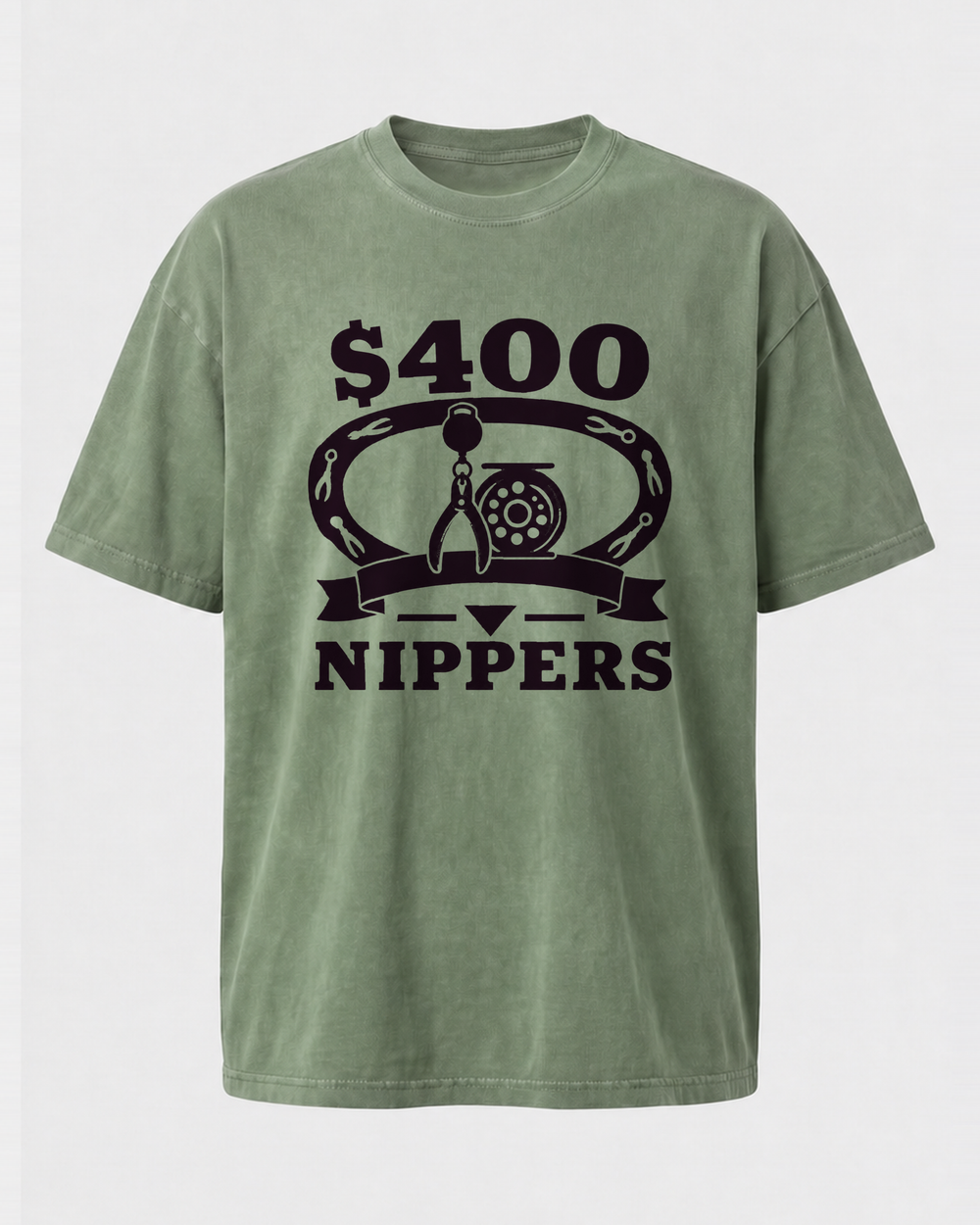 $400 Nippers Heritage washed tee — washed sage, front