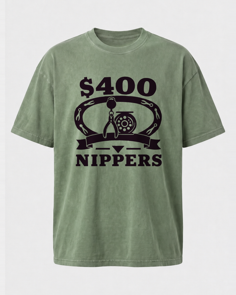 $400 Nippers Heritage washed tee — washed sage, front