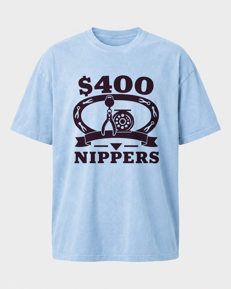 $400 Nippers Heritage washed tee — washed light blue, front