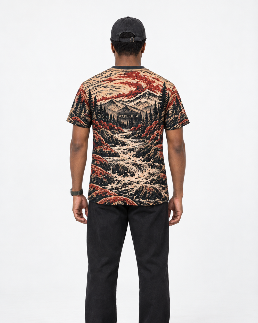Woodcut River performance tee