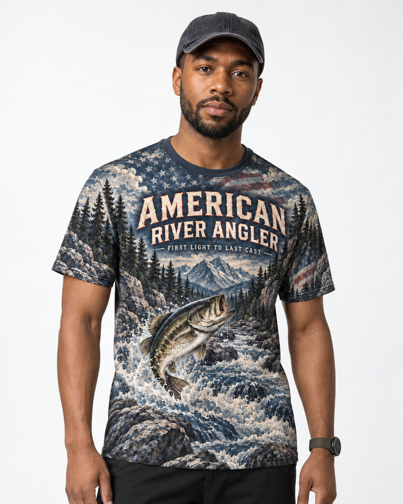 American River Angler performance tee