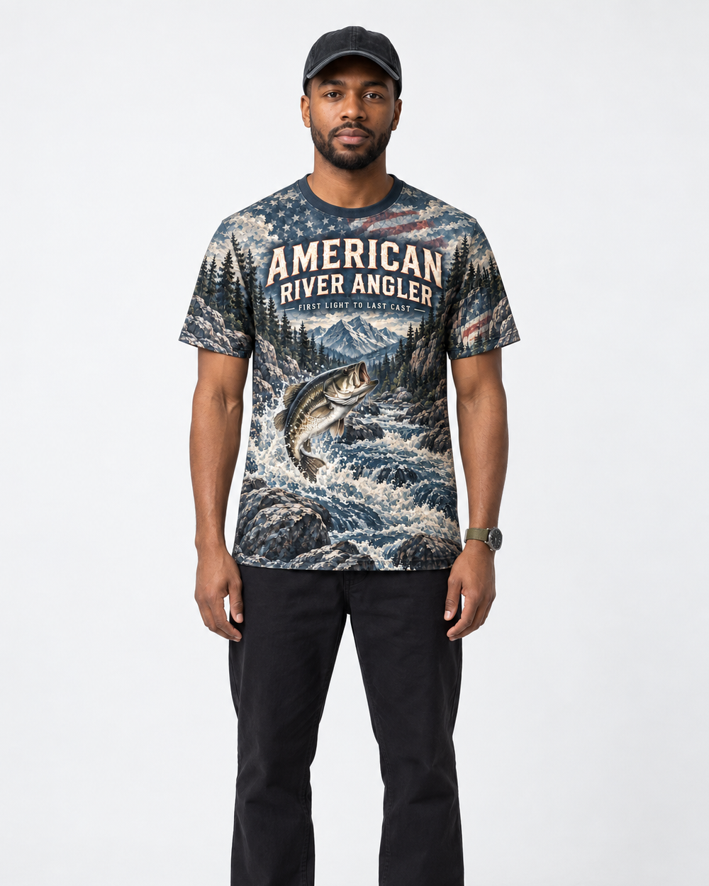 American River Angler performance tee