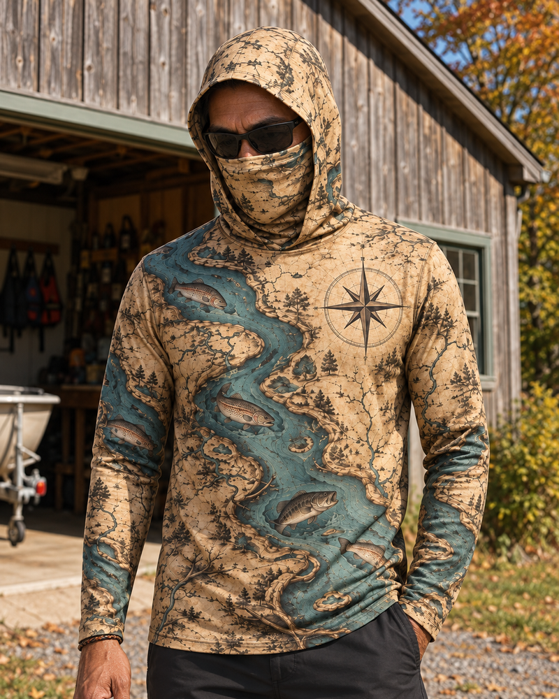 River Chart gaiter hoodie