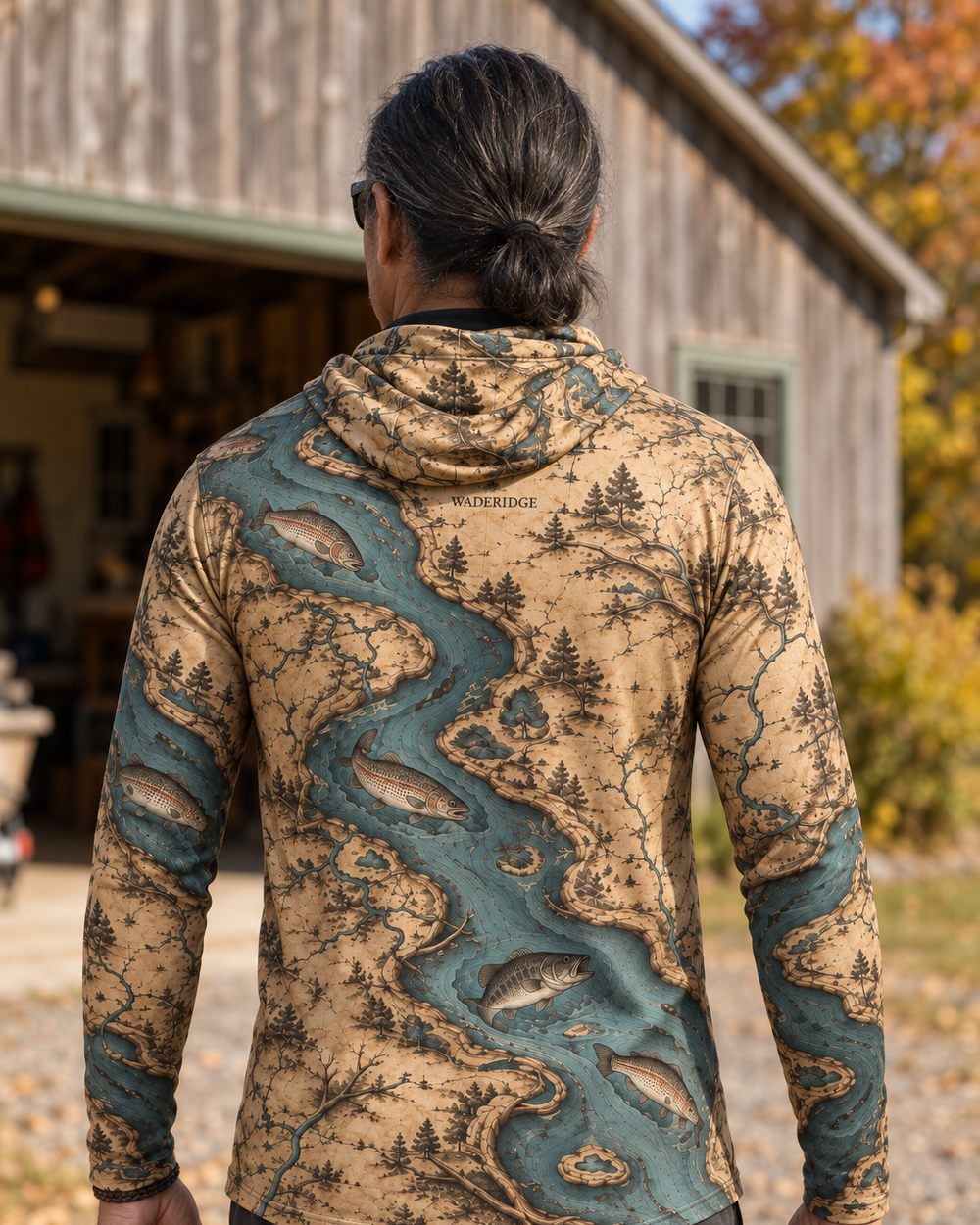 River Chart gaiter hoodie