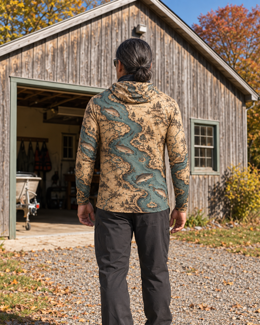 River Chart gaiter hoodie