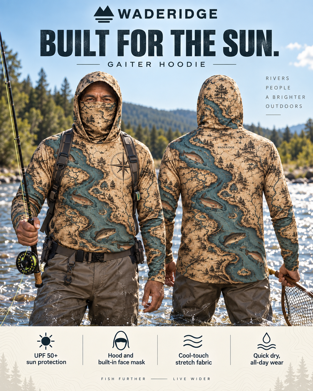 River Chart gaiter hoodie
