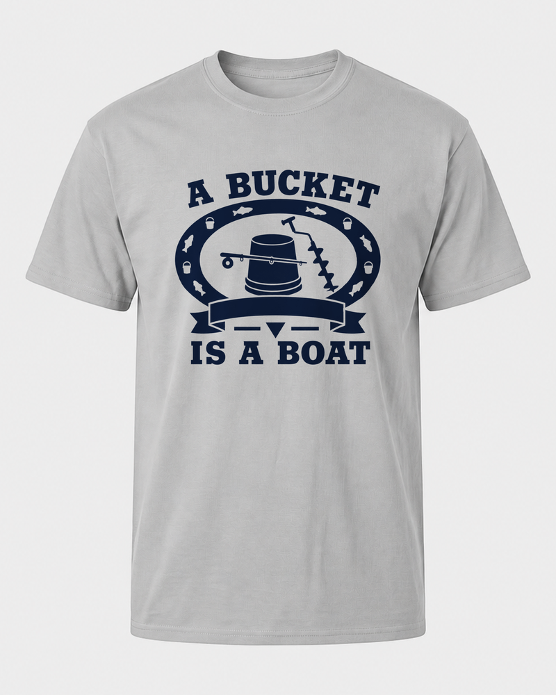 A Bucket Is A Boat Heritage tee — sports grey, front