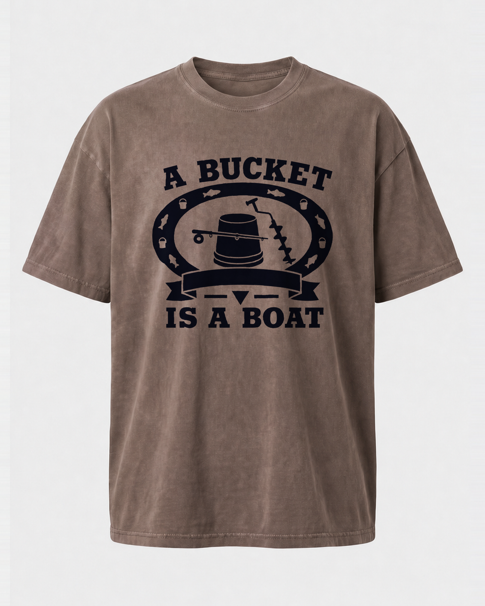 A Bucket Is A Boat Heritage washed tee — washed coffee, front
