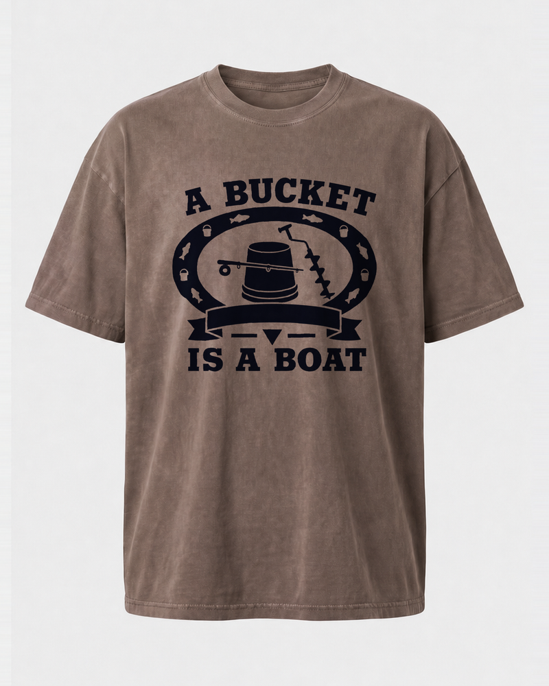 A Bucket Is A Boat Heritage washed tee — washed coffee, front