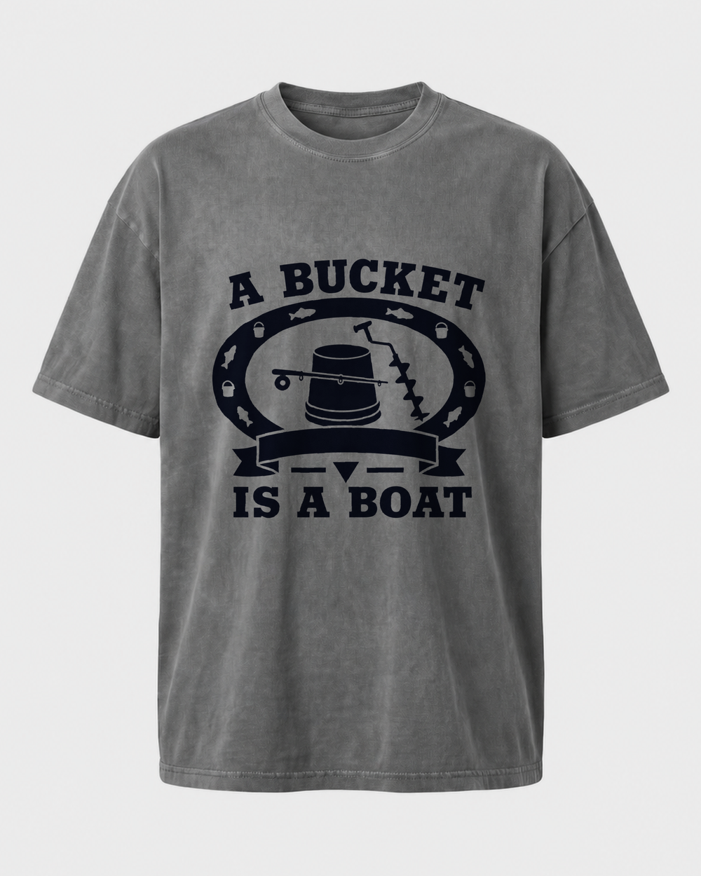 A Bucket Is A Boat Heritage washed tee — washed charcoal, front