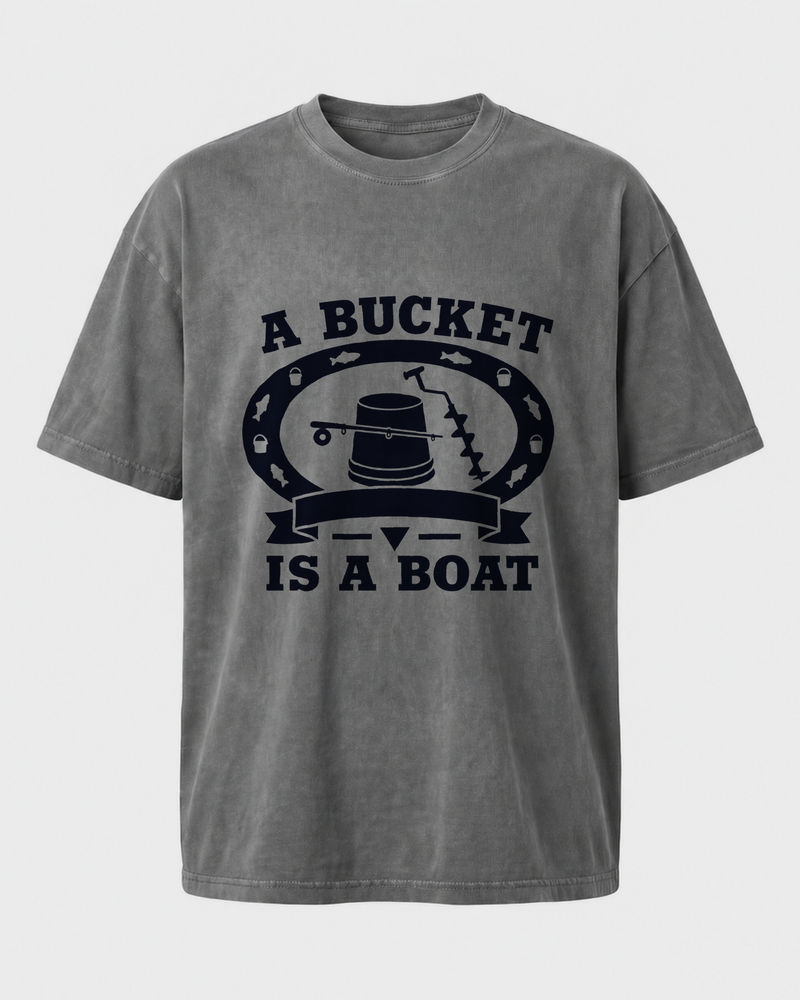 A Bucket Is A Boat Heritage washed tee — washed charcoal, front