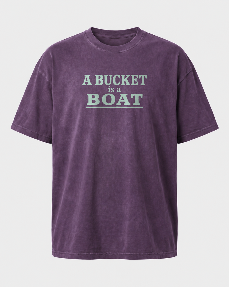 A Bucket Is A Boat Stacked washed tee — washed violet, front