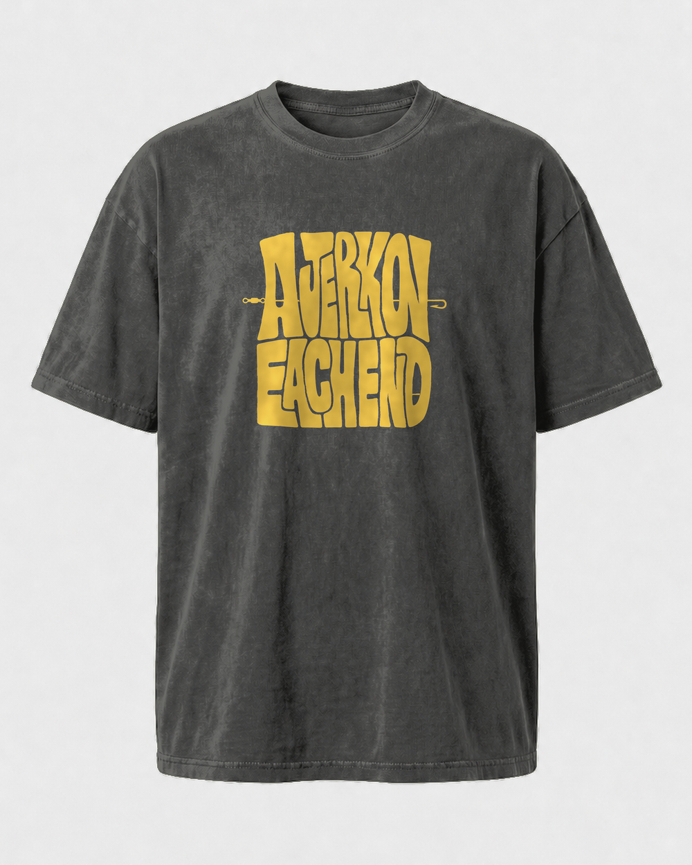 A Jerk On Each End washed tee — washed black, front