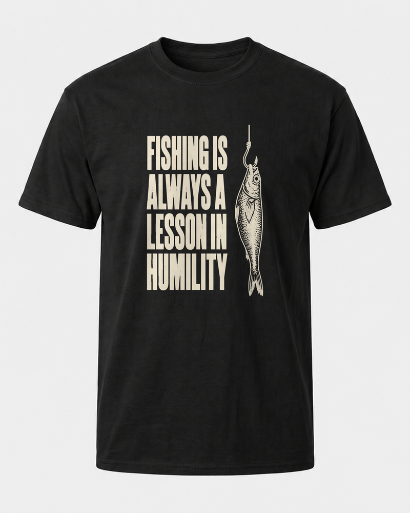 Always a Lesson in Humility tee — black, front