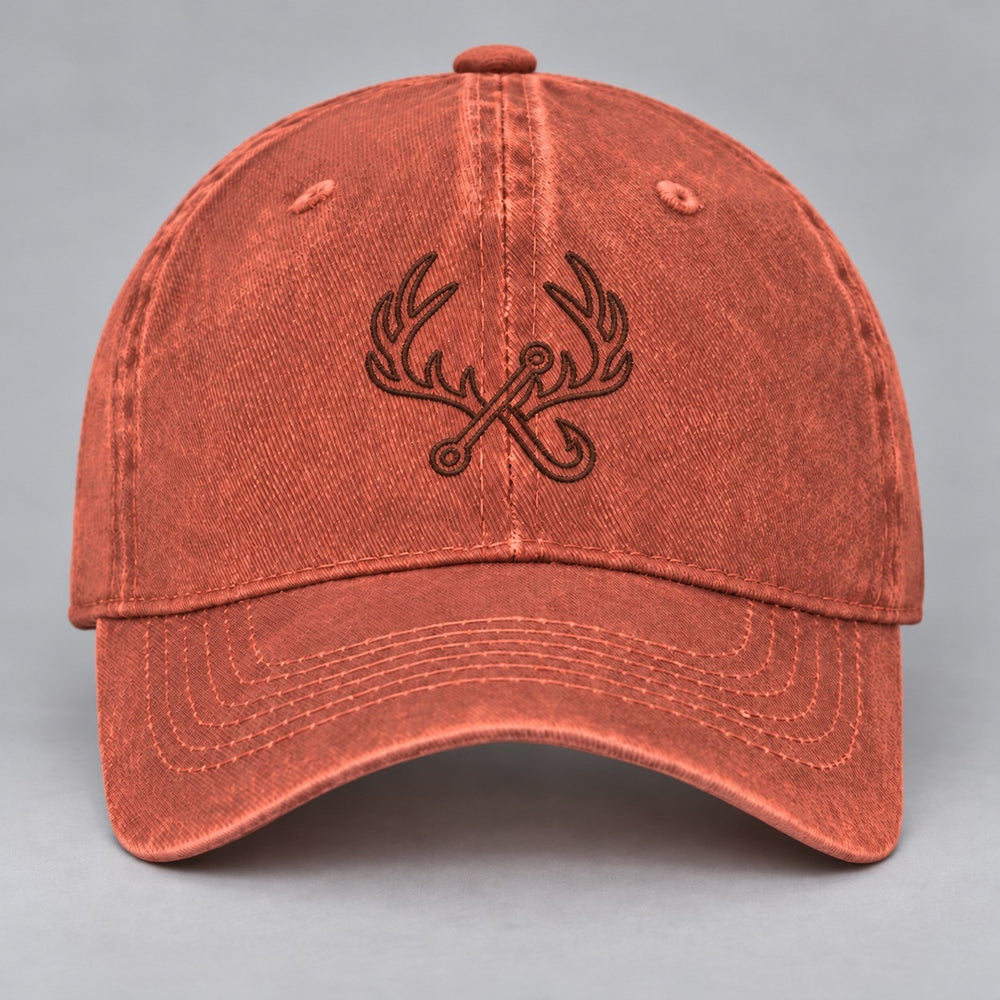 Antler & Hook Embroidered Hat — Orange — front