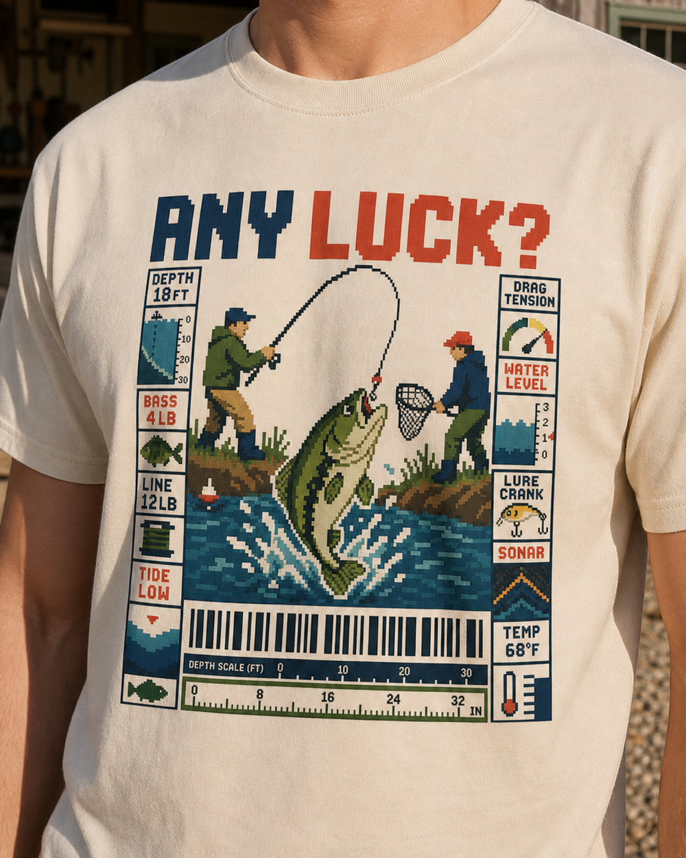 Any Luck? tee — bone, worn, side