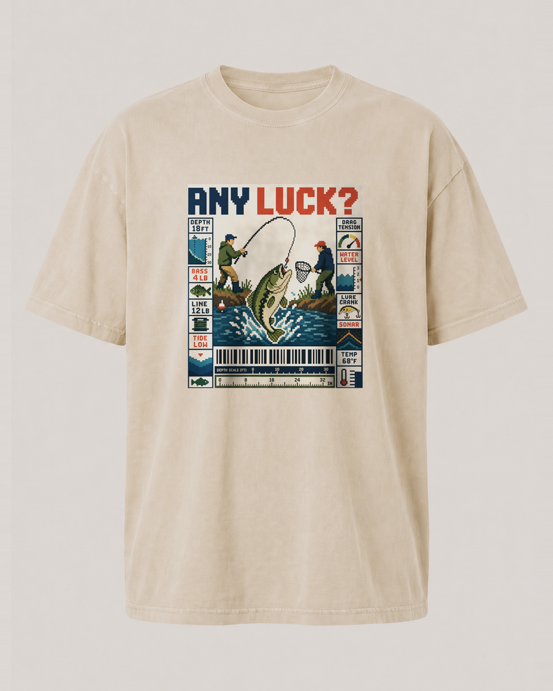 Any Luck? washed tee — washed bone, front