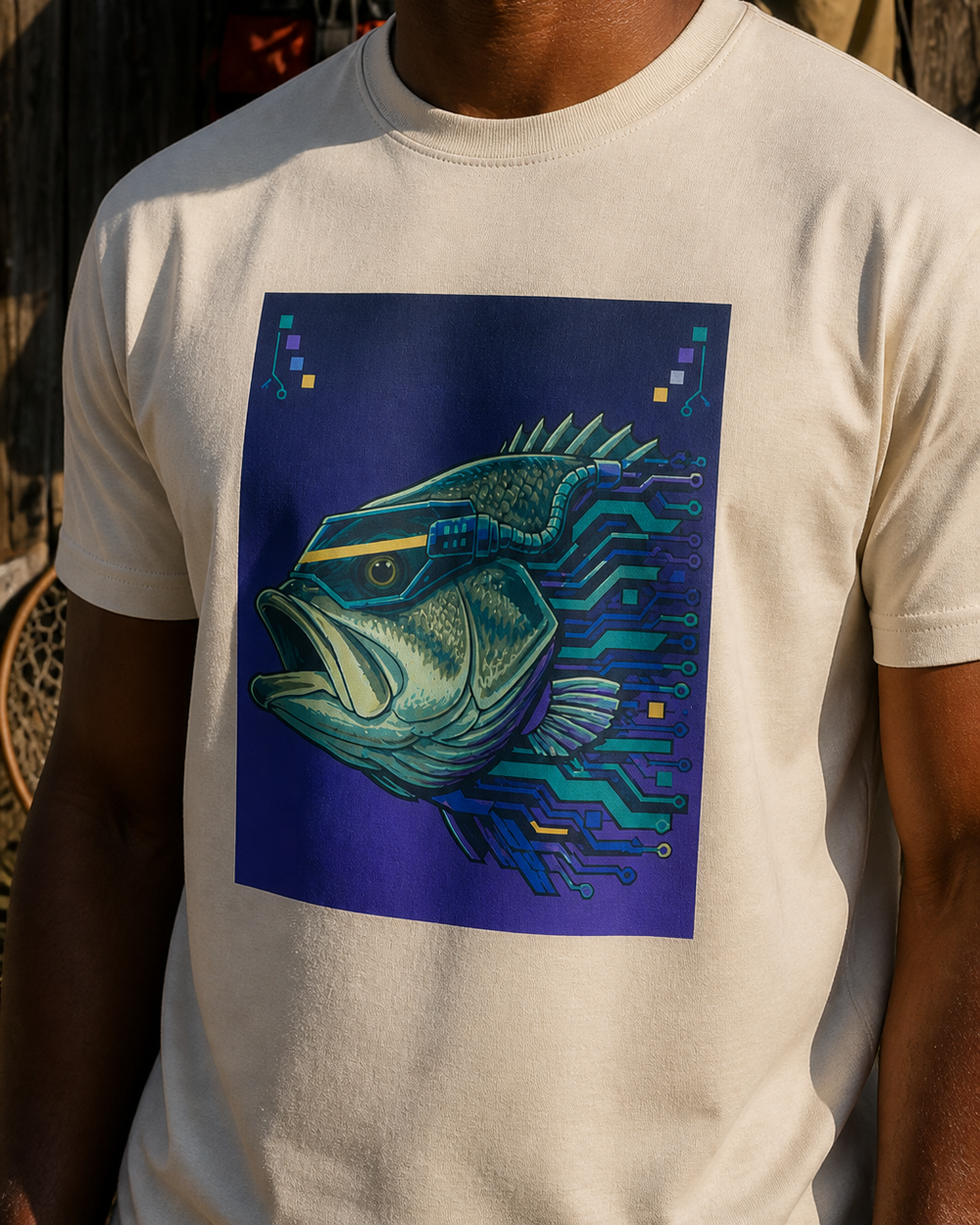 Cyberpunk · Art Only tee — bone, worn, side