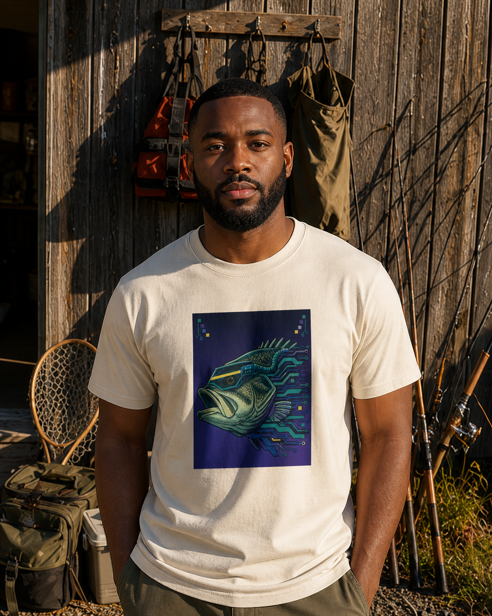 Cyberpunk · Art Only tee — bone, worn, front