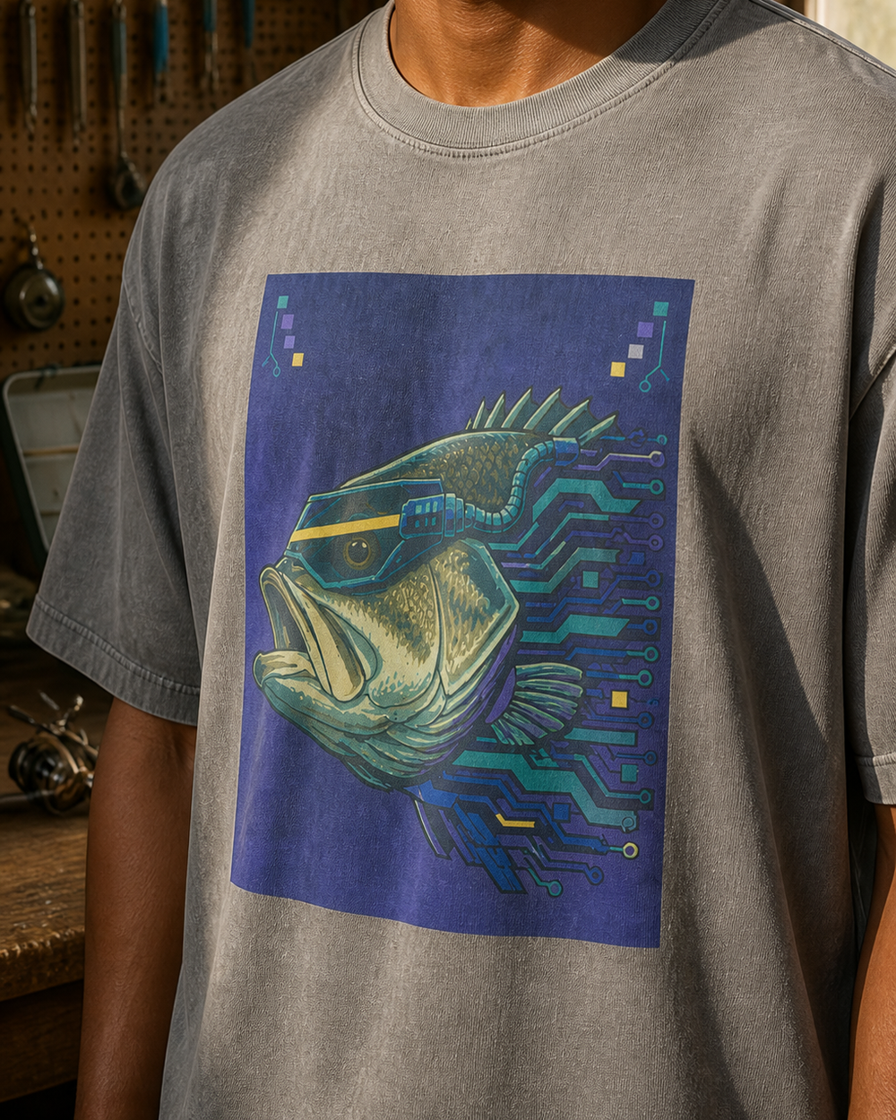 Cyberpunk · Art Only washed tee — washed charcoal, worn, side