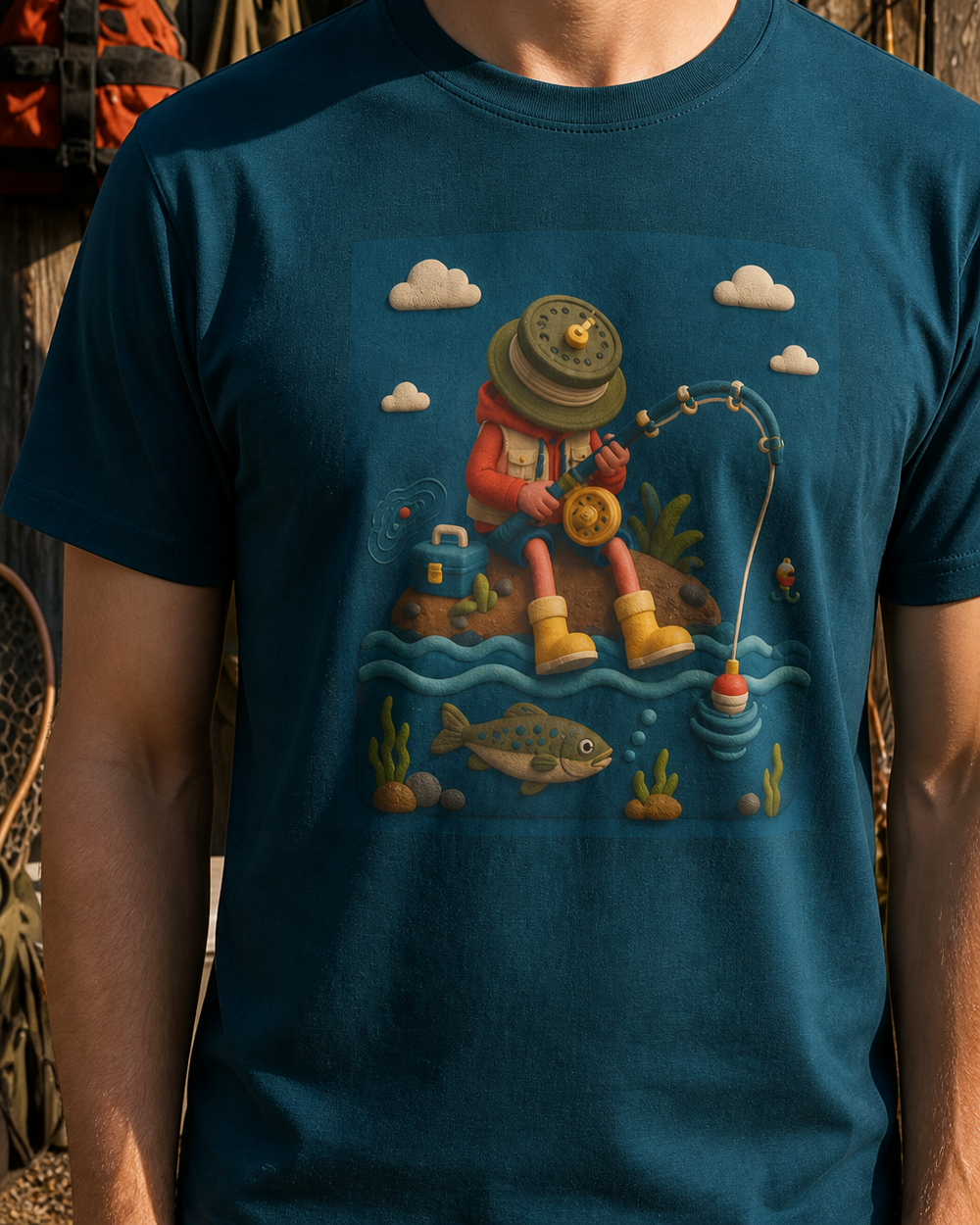 Clay style · Art Only tee — midnight navy, worn, side