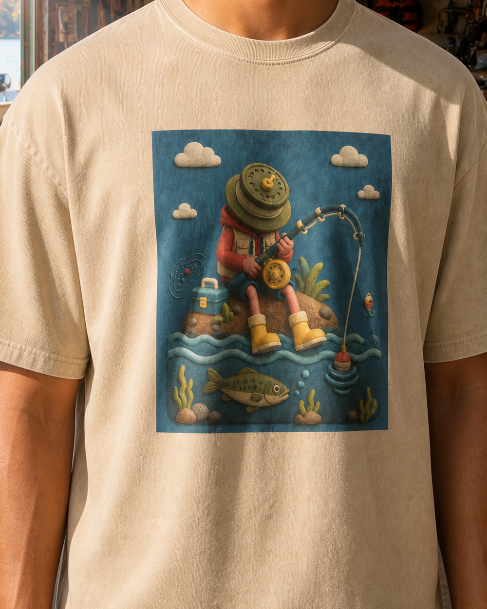 Clay style · Art Only washed tee — washed bone, worn, side