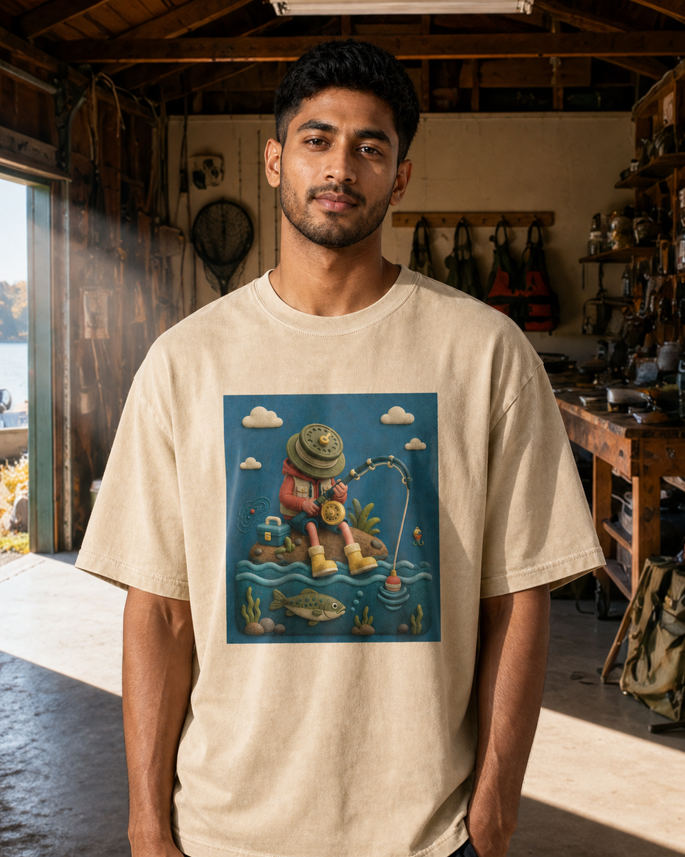 Clay style · Art Only washed tee — washed bone, worn, front