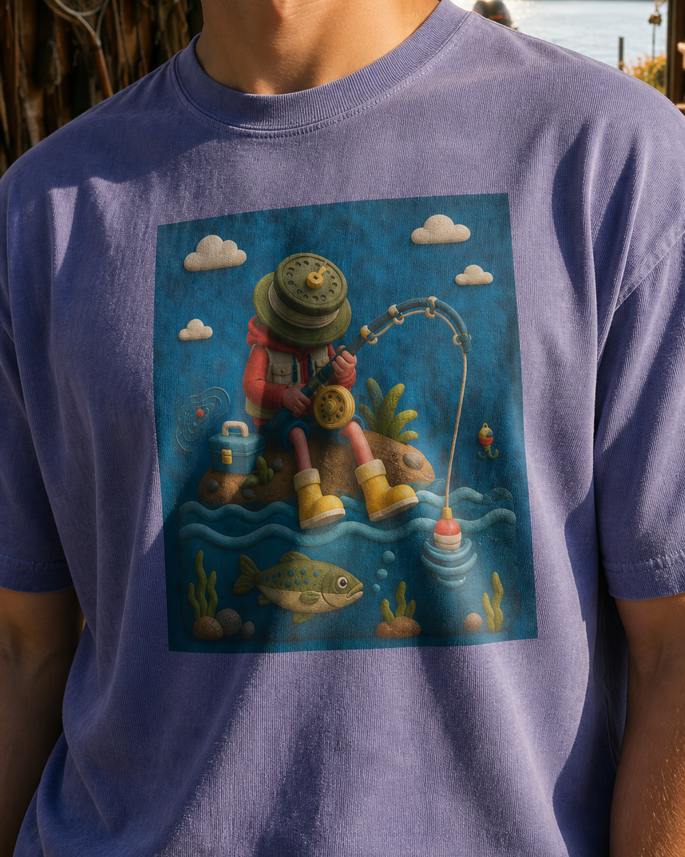 Clay style · Art Only washed tee — washed blue, worn, side