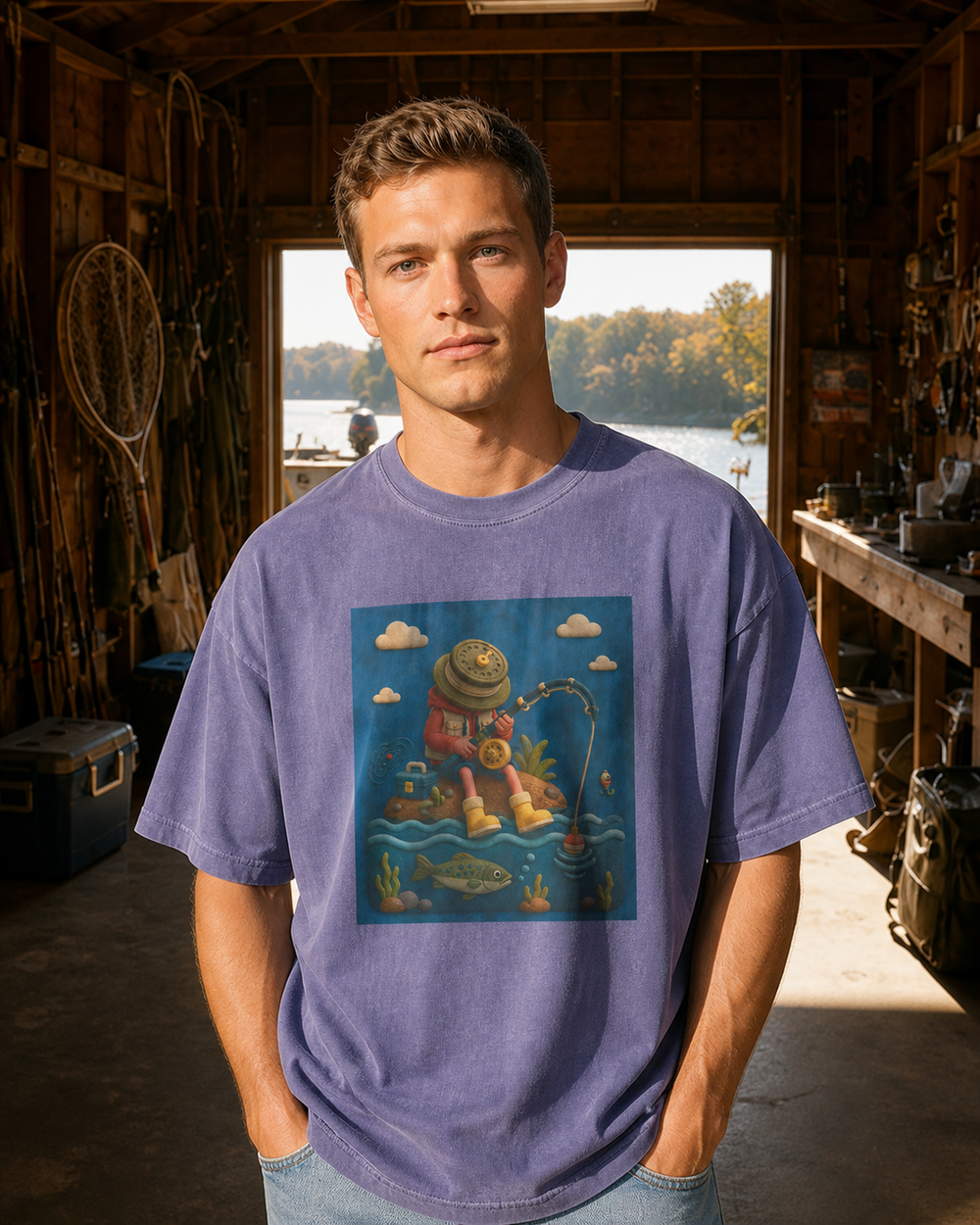 Clay style · Art Only washed tee — washed blue, worn, front