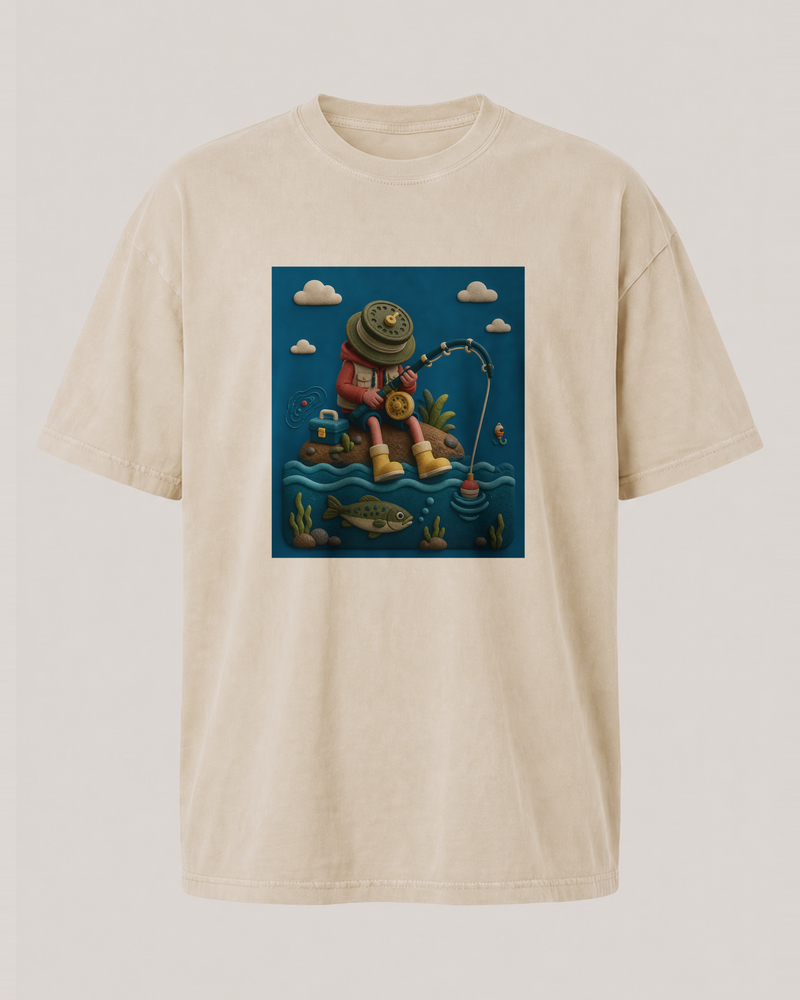 Clay style · Art Only washed tee — washed bone, front
