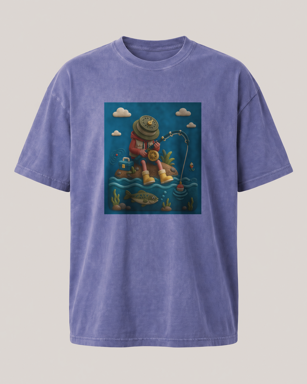 Clay style · Art Only washed tee — washed blue, front