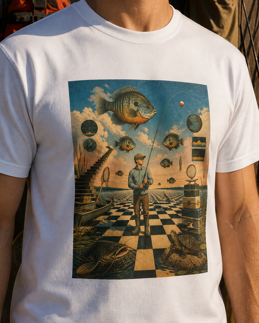 Surrealism · Art Only tee — white, worn, side