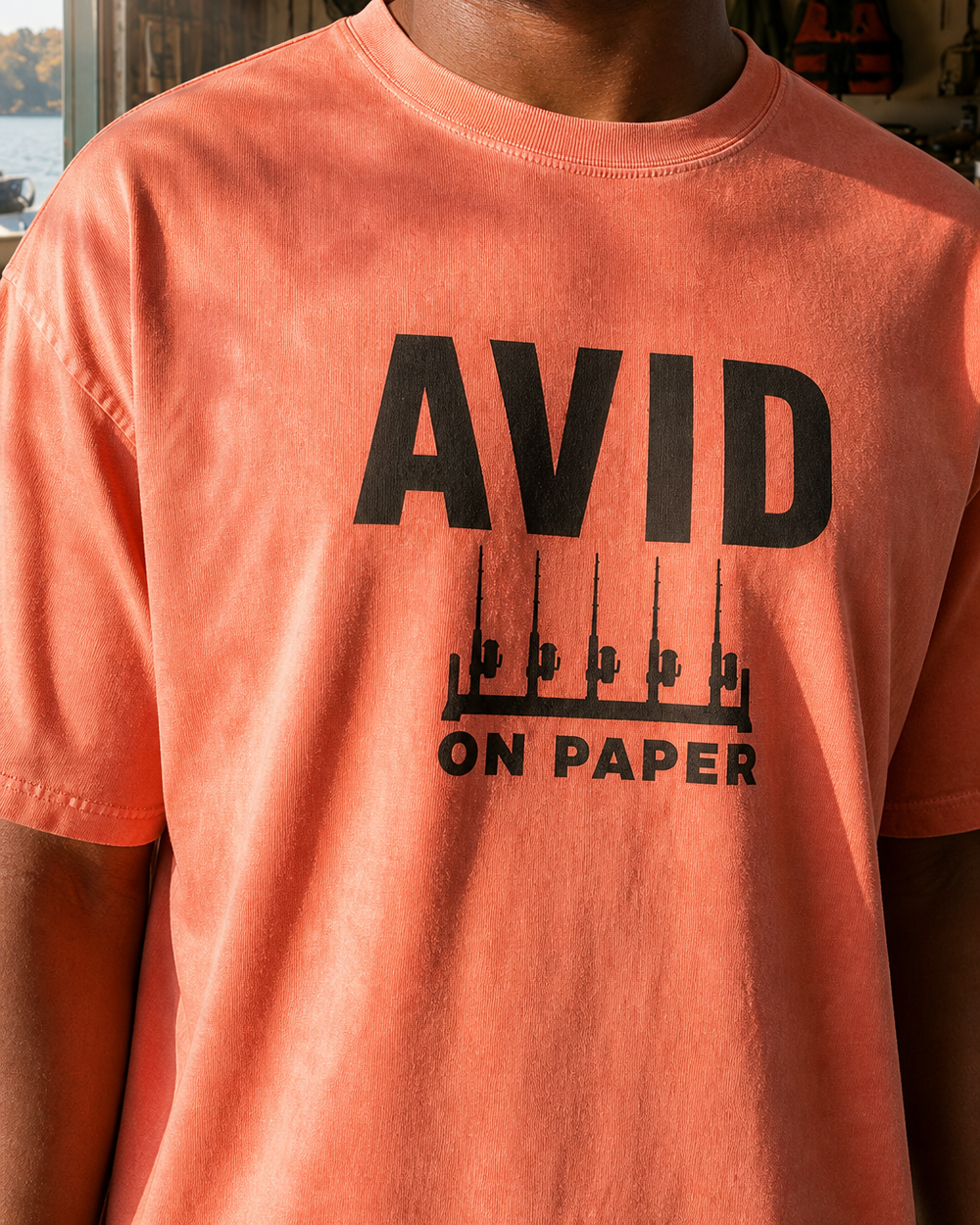 Avid On Paper Bold washed tee — worn, side