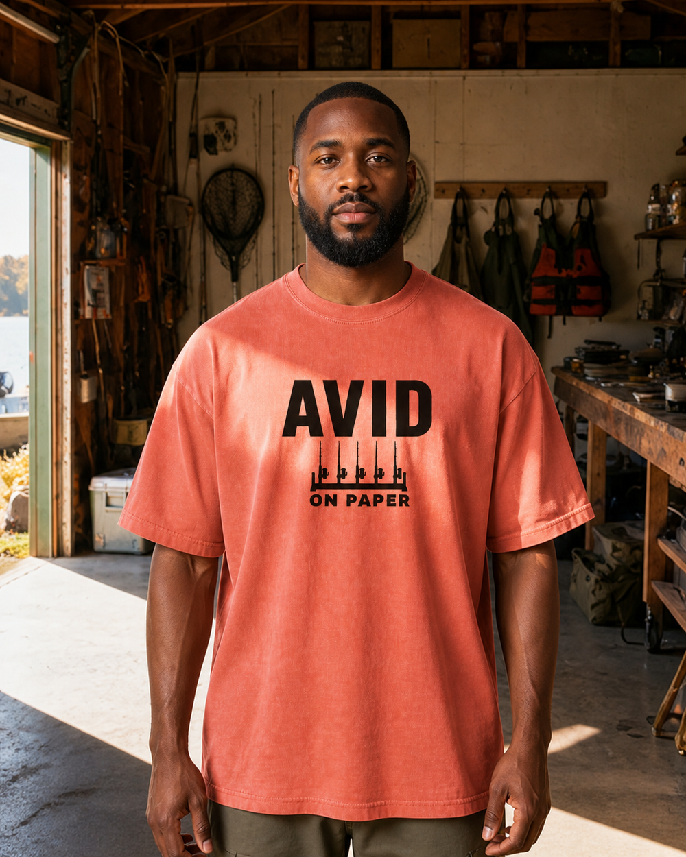 Avid On Paper Bold washed tee — worn, front