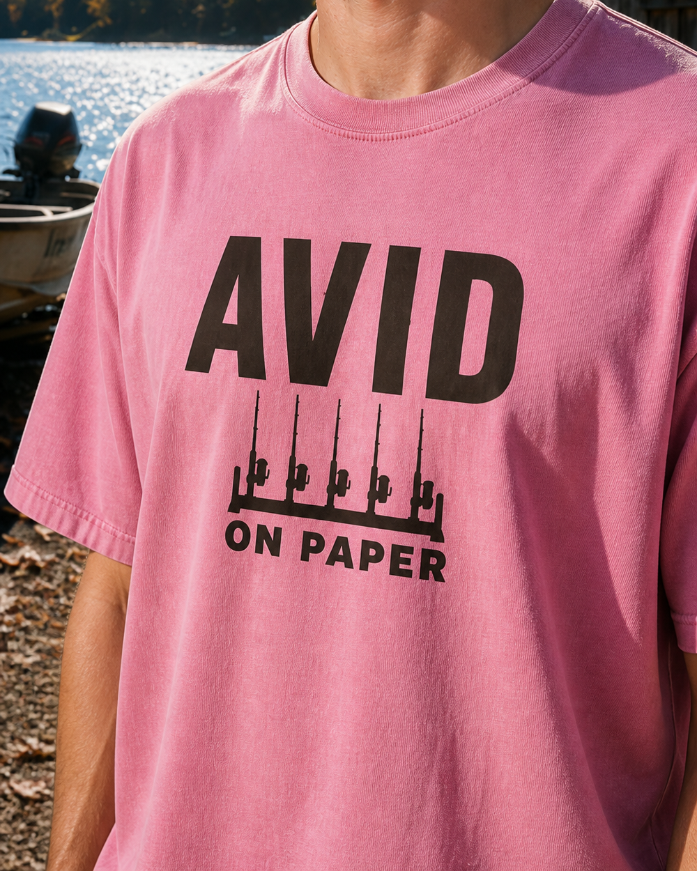Avid On Paper Bold washed tee — worn, side