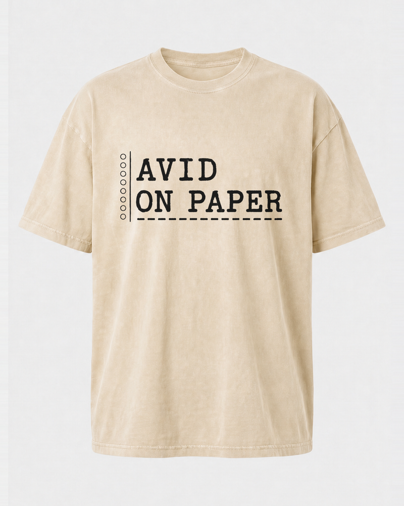Avid On Paper washed tee — washed bone, front