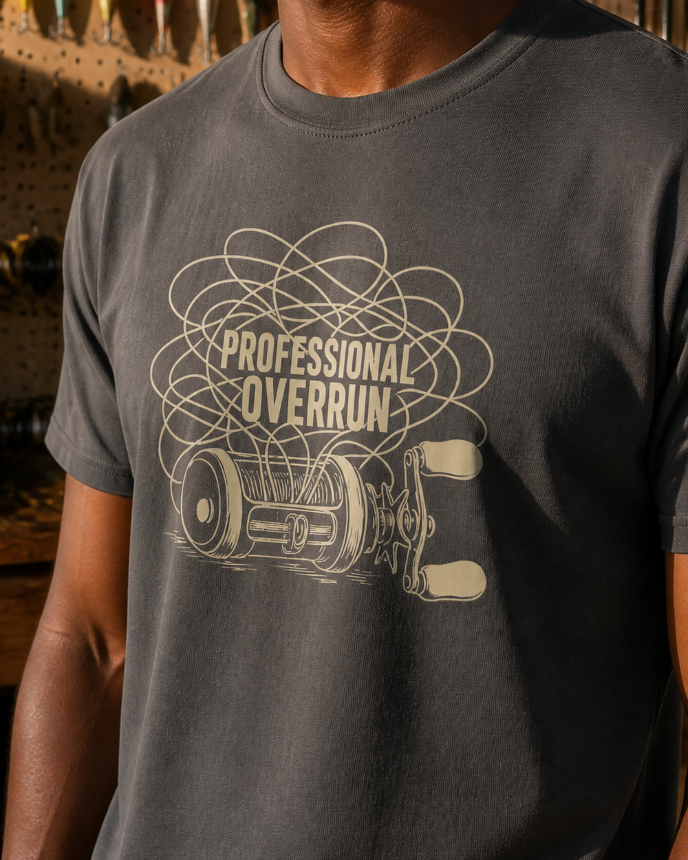 Professional Overrun tee — charcoal, worn, side