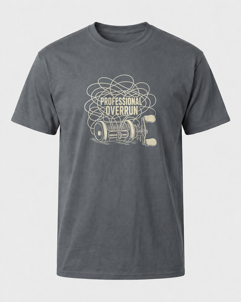 Professional Overrun tee — charcoal, front