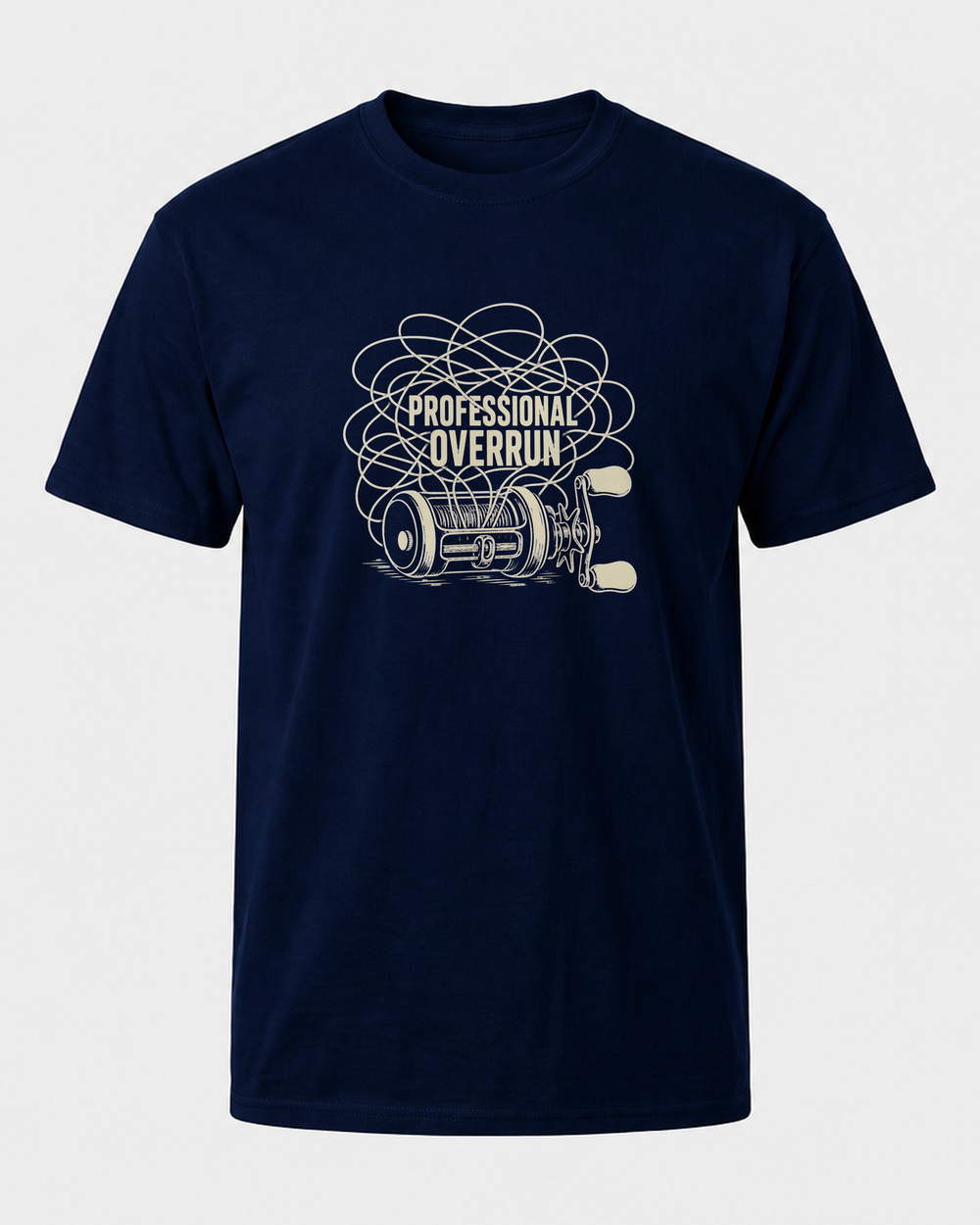 Professional Overrun tee — navy, front