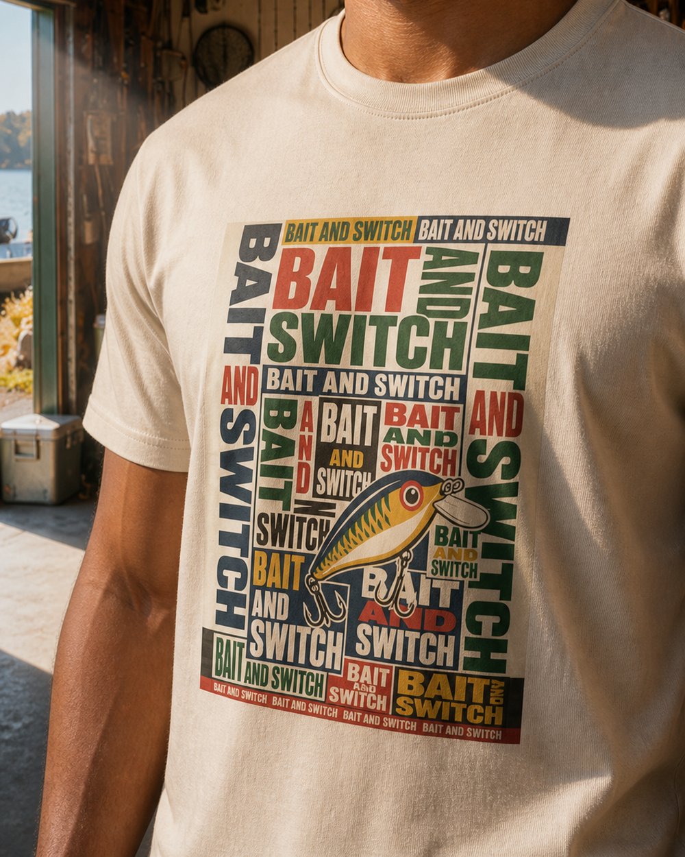 Bait And Switch tee — bone, worn, side
