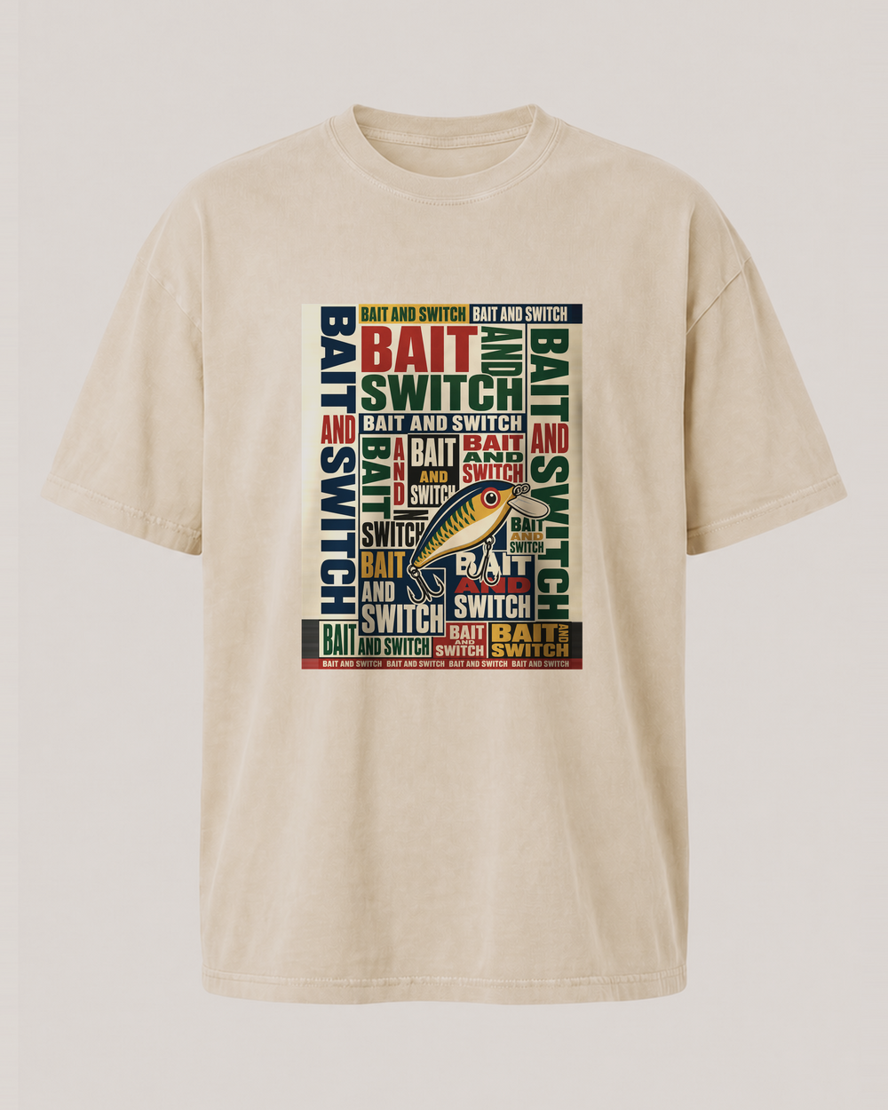 Bait And Switch washed tee — washed bone, front