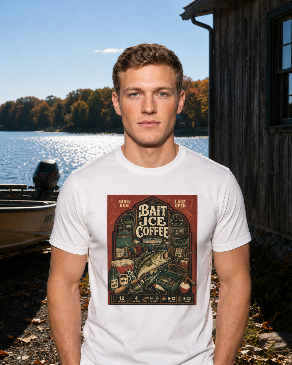 Bait · Ice · Coffee tee — worn, front