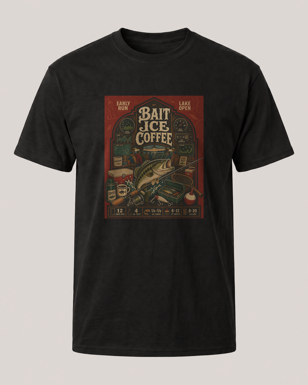 Bait · Ice · Coffee tee — black, front