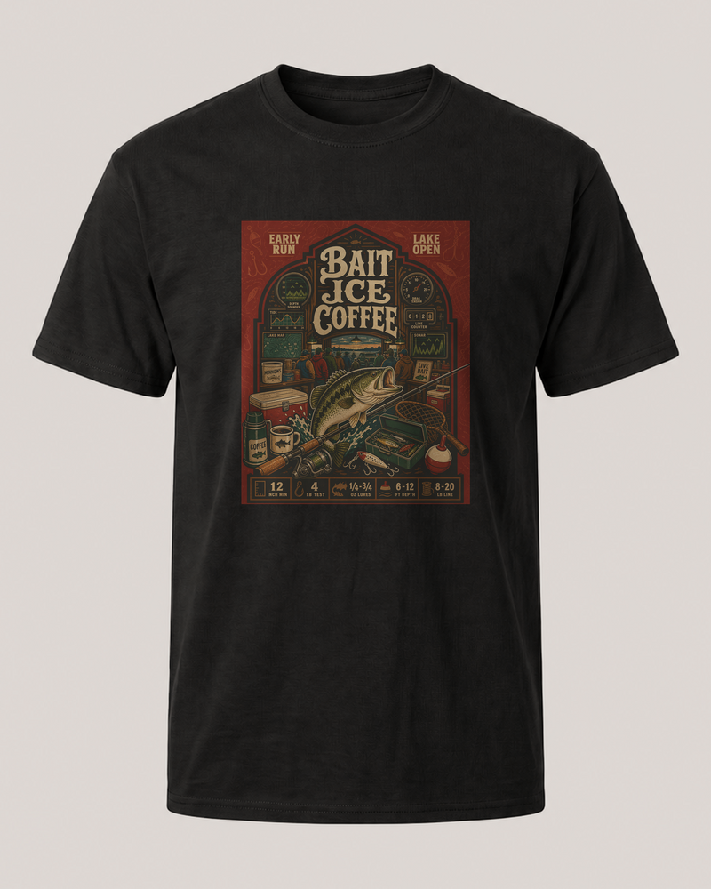 Bait · Ice · Coffee tee — black, front
