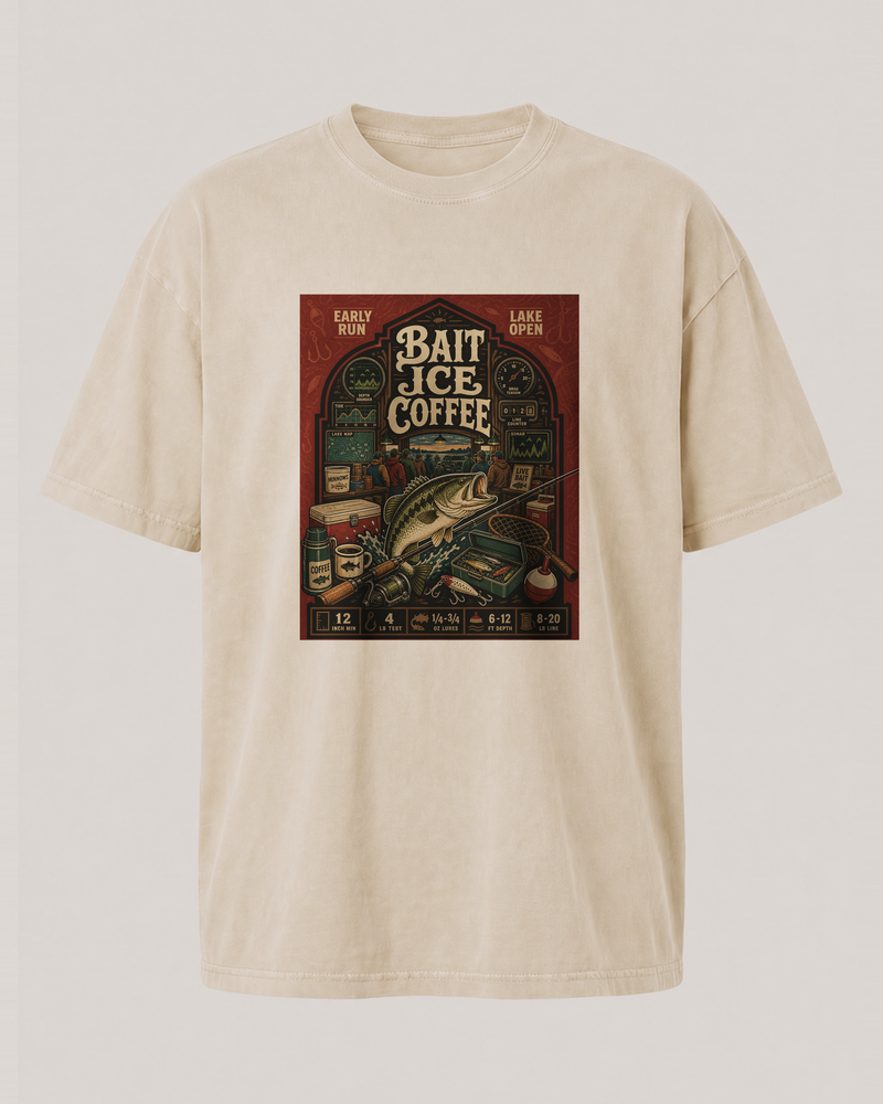 Bait · Ice · Coffee washed tee — washed bone, front