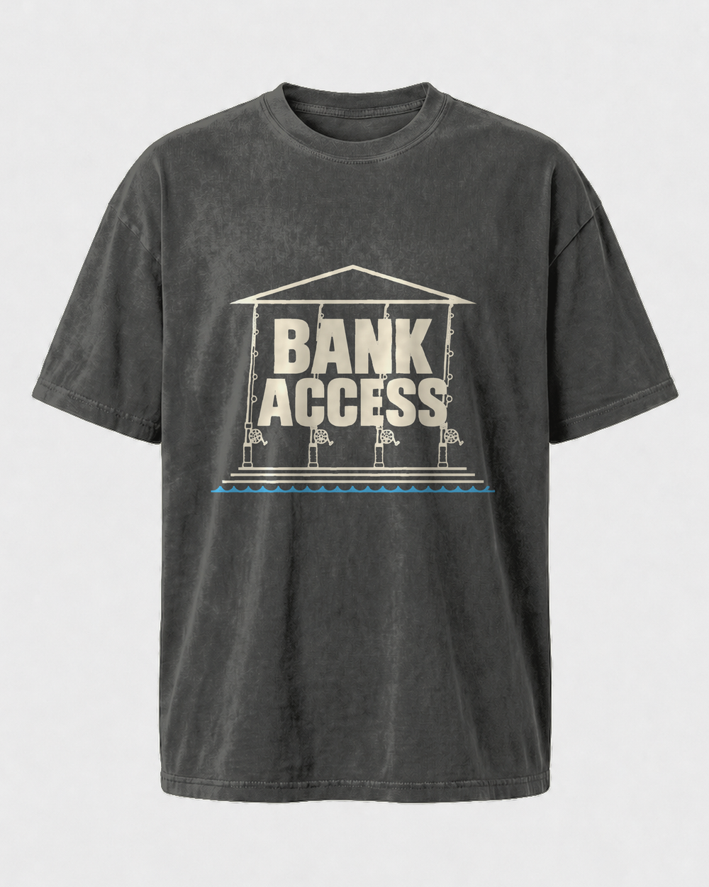 Bank Access washed tee — washed black, front