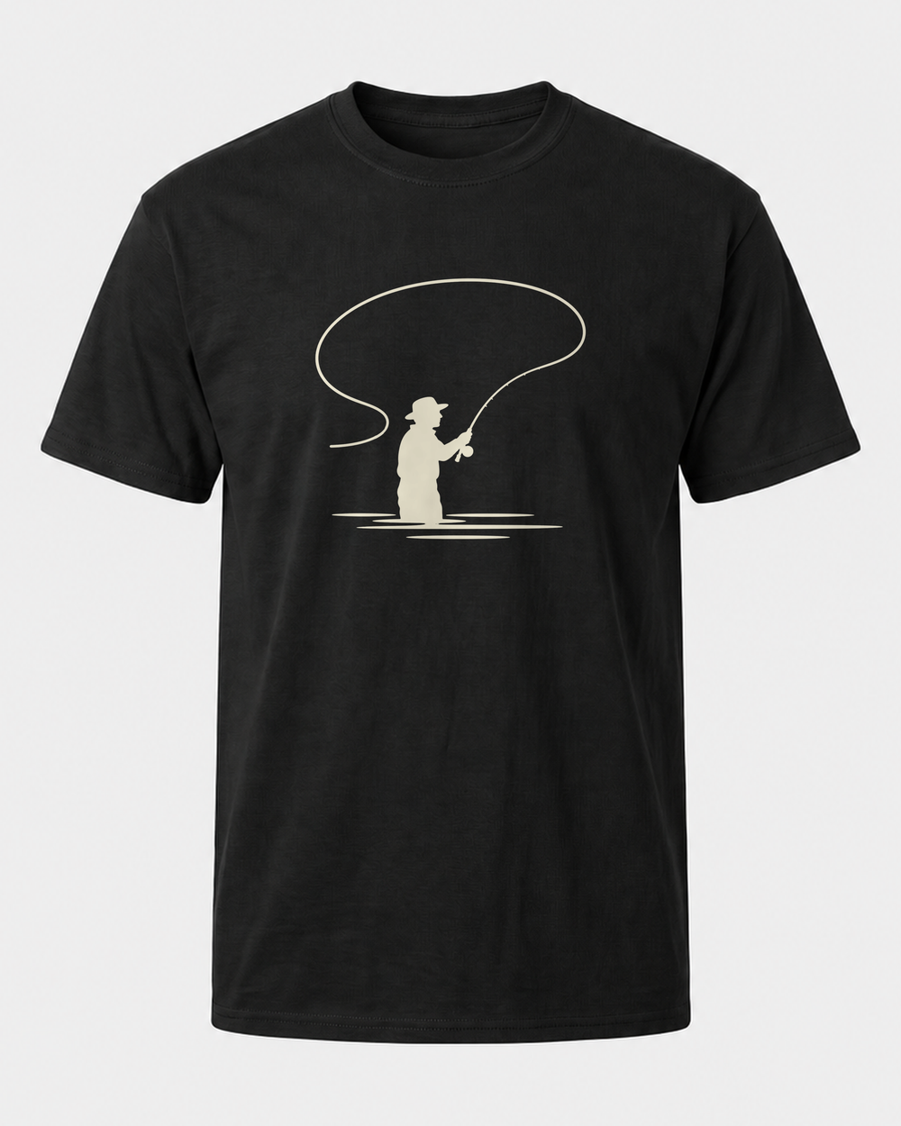 Bank Angler Silhouette tee — black, front