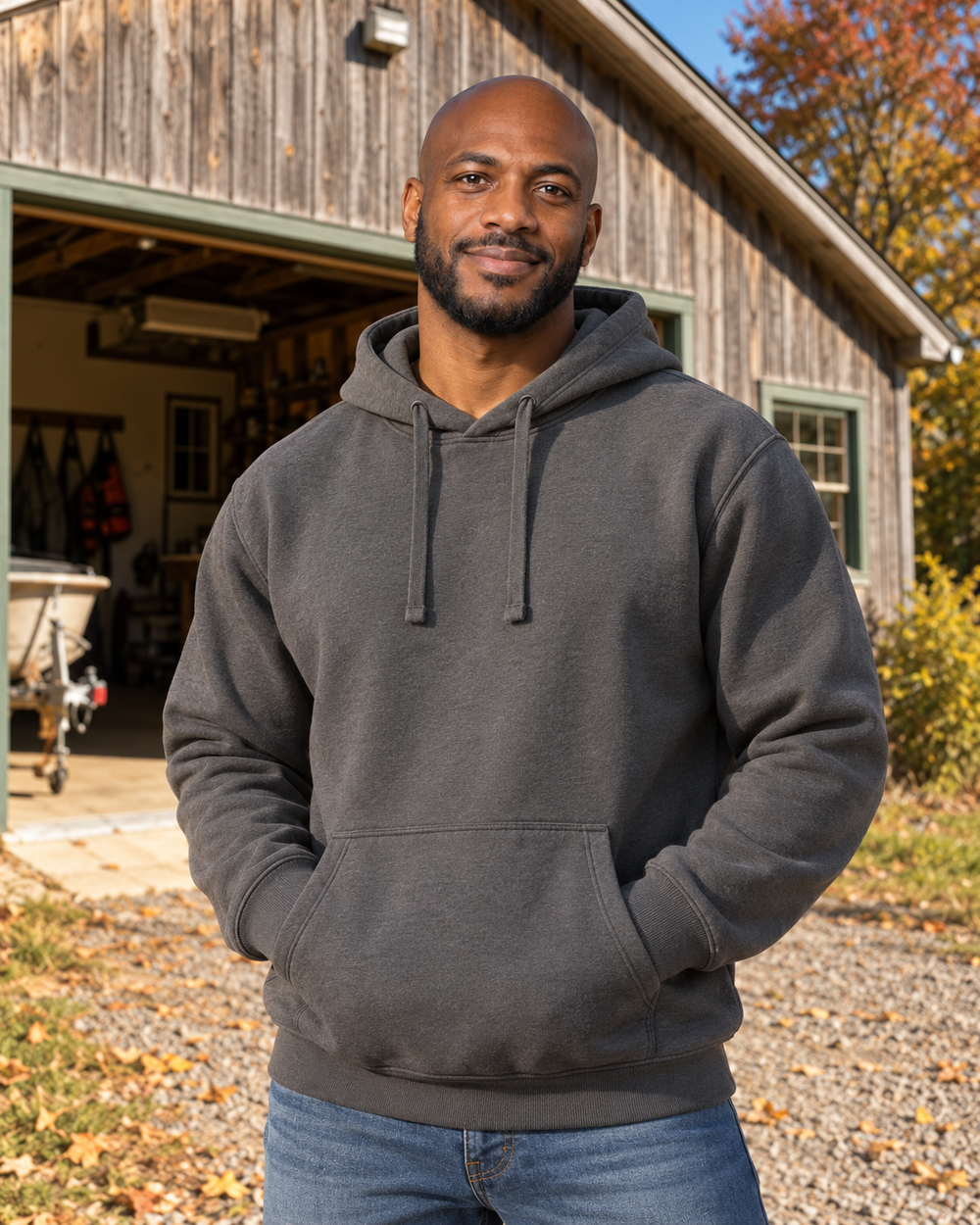 Best Buckin' Dad Ever Hoodie — Charcoal — model front