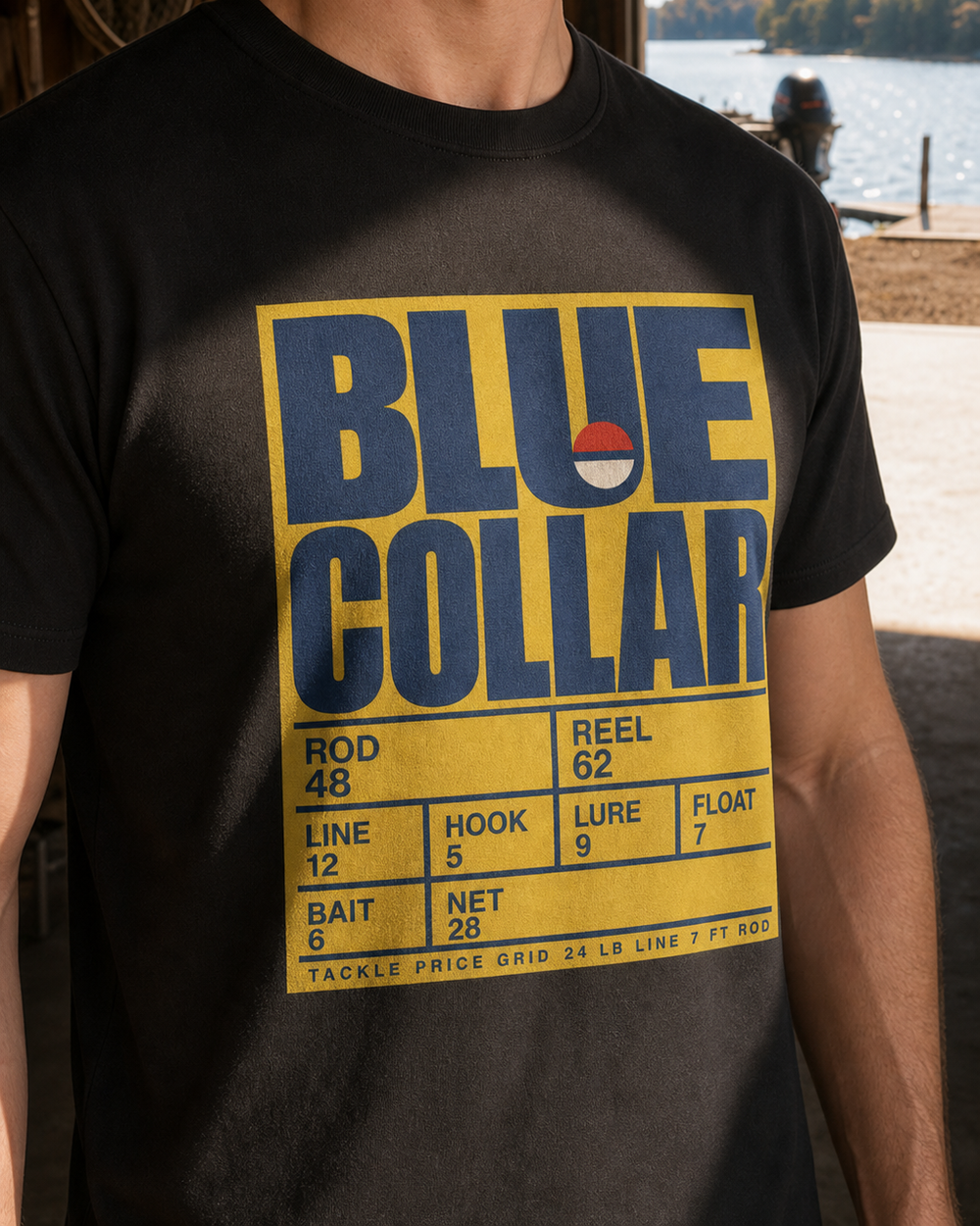 Blue Collar tee — black, worn, side