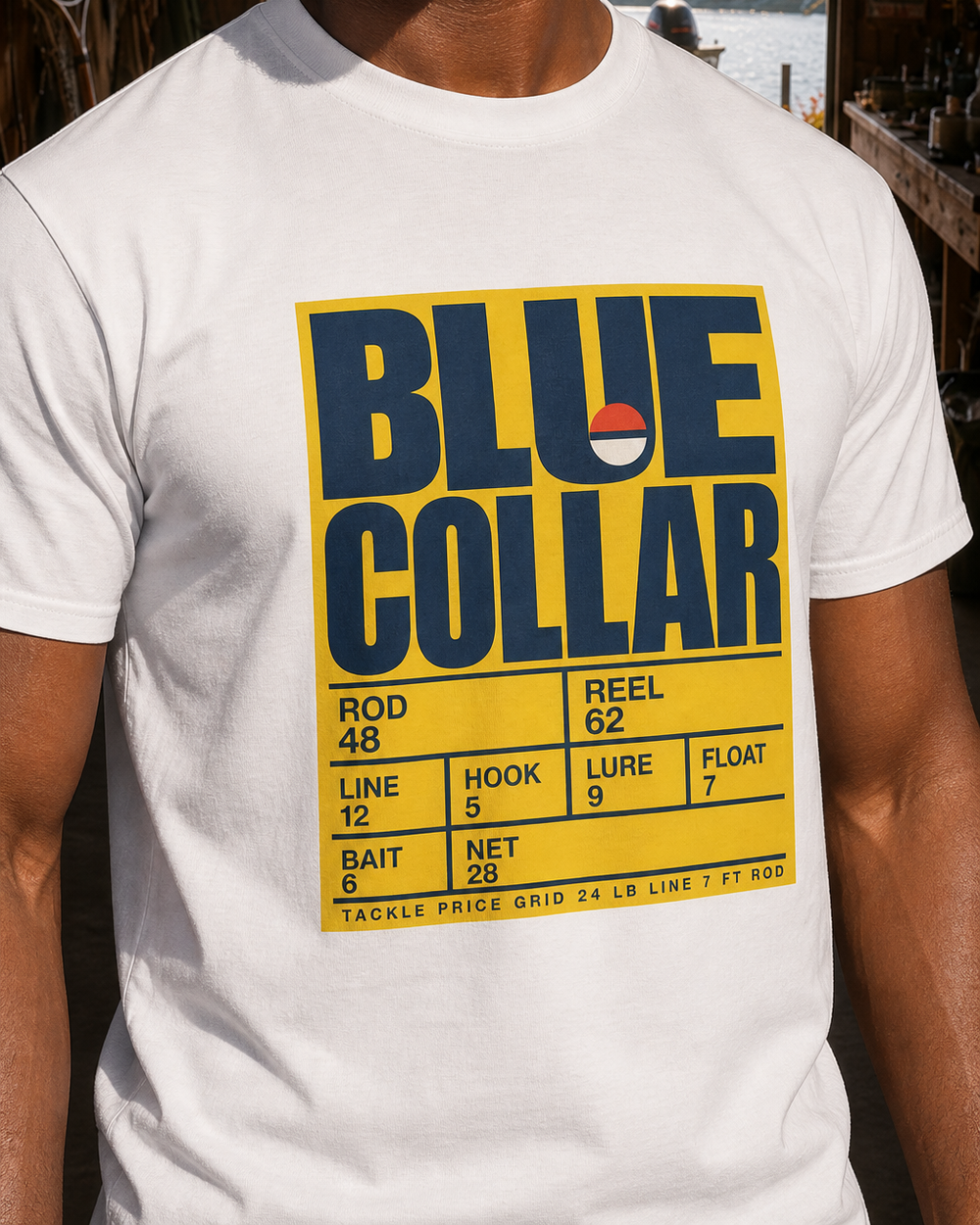 Blue Collar tee — worn, side